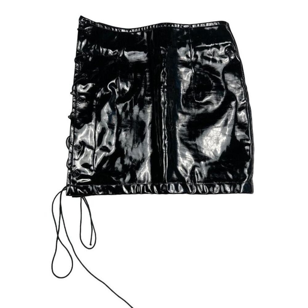 Danielle Guizio - DG Devoiler Black Lace-Up Mini Skirt